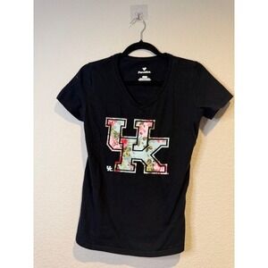 Fanatics Kentucky Wildcats Womens Black Floral UK Logo V-Neck T-Shirt Size M